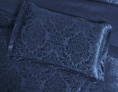 3 Piece Velvet Quilted Bedspread Set Jacquard Damask Bed Cover with Pillow Shams | Luxury Soft Polyester Bedspread for Double King Super King Beds | Modern Elegant Bedroom Bedding Set