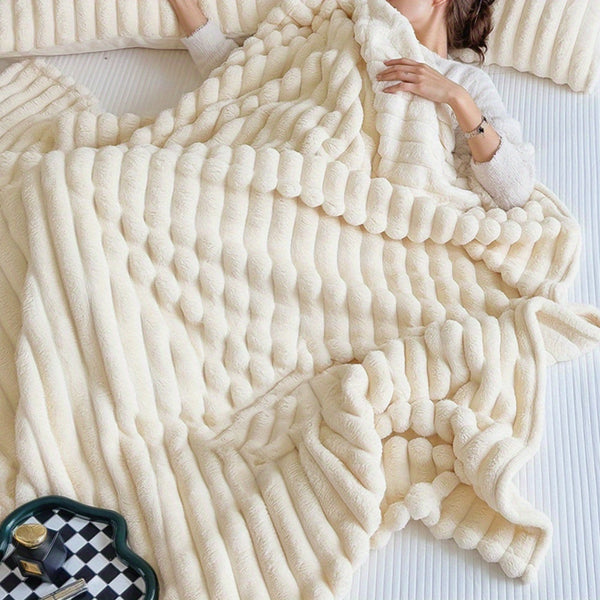 Luxurious Faux Rabbit Fur Throw Blanket - Ultra-Soft & Warm All-Season Luxury Blanket, Double-Sided Plush Fur for Couch, Bed, Travel, Office - Machine Washable, Elegant Home Decor Gift for Valentine'S Day, Housewarming, Birthday