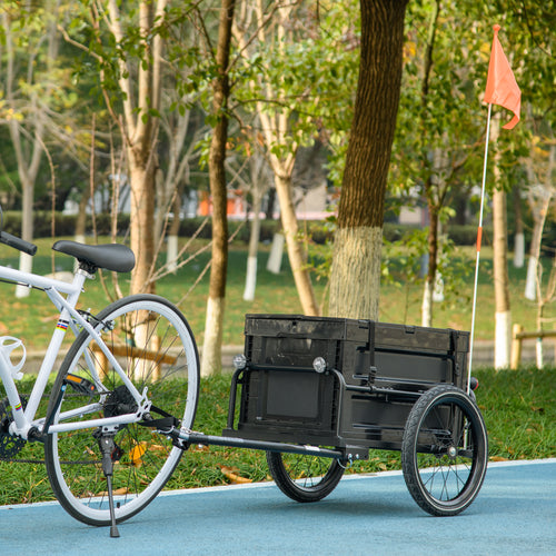 Bicycle Cargo Trailer with 65L Foldable Storage Box and Safe Reflectors
