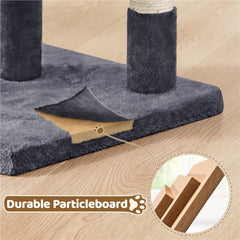 Costoffs 59cm Height Cat Tree, 2-Level Cat Tower Furniture, Climbing Frame with Condo/Plush Perch/Scratch Posts, Cat Climbing Tower for Cats Kittens Pets, Small to Medium-sized Cats, Dark Gray/Light Gray/Black/Pink