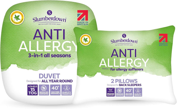 Slumberdown anti Allergy Double Duvet 10.5 Tog - Allergy UK Approved All Year round Double Quilt for Allergy Sufferers - Made in the UK, anti Bacterial and Machine Washable Bedding (200 X 200Cm)