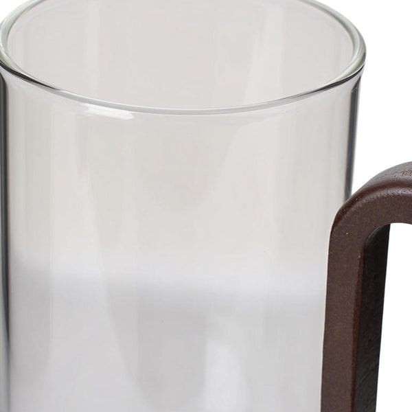 6pcs High Borosilicate Transparent Glass Cups, 360ml Vintage Wood Handle Tea Cups, Heat-Resistant Household & Office Tea Cups, Multi-Purpose Coffee Cups, Beverage Cups, Milk Cups, Suitable for Home, Office, Bar
