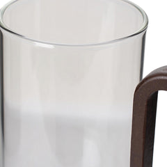 6pcs High Borosilicate Transparent Glass Cups, 360ml Vintage Wood Handle Tea Cups, Heat-Resistant Household & Office Tea Cups, Multi-Purpose Coffee Cups, Beverage Cups, Milk Cups, Suitable for Home, Office, Bar