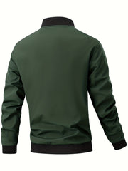 Men'S Casual Bomber Jacket | Spring-Autumn, Non-Stretch, Baseball Collar, Multiple Pockets, Zipper Closure