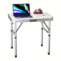 Side Table Small Foldable TV Tray with 2 Height Adjustable, Foldable Coffee Table, Lightweight Aluminum Outdoor and Indoor Snack Sofa Table, Easy to Install, 60.96cm x 45.72cm 2-Height 30.48/60.96cm Adjustable, DAYPLUS