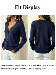 2pcs Women's Lightweight V-Neck Button- Cardigan Sweater Coat - Soft Breathable -Line Button Front Closure, Solid Color -Compatible for Daily Office, Vacation & Streetwear, Spring Summer Outerwear (Regular Fit)