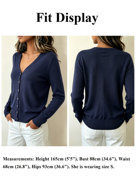 2pcs (2-Pack) Women's Soft Cardigan Sweater - V-Neck Button Button-Front Closure, -Line Regular Fit Button Collar Sweaters Suitable for Daily Wear, Spring/Summer Blouses for Office, Casual & Layering