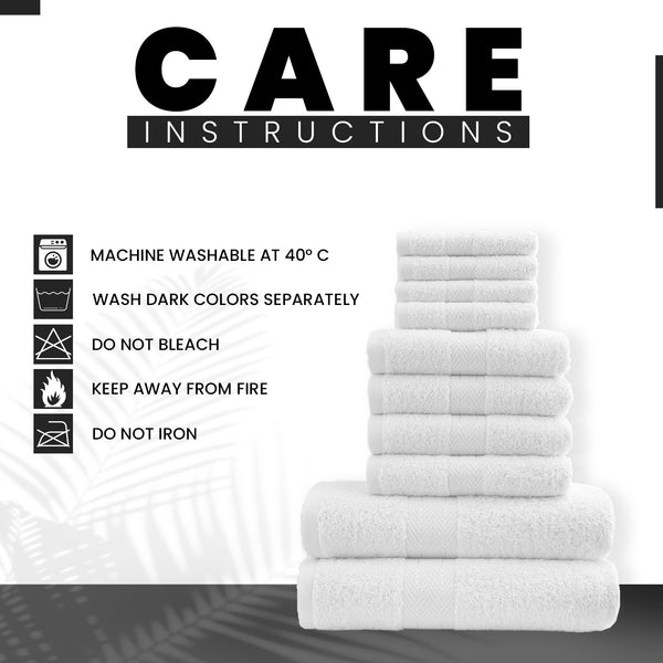10pcs Towel Bale Set | Luxurious 100% Cotton Towels Family Pack | Quick-Drying, Highly Absorbent & Ultra-Soft Fabric | Includes 4 Face Towels, 4 Hand Towels, 2 Bath Towels | Available in 16 Elegant Colours | Ideal for Home, Gym, Spa, or Beach Use | Durabl