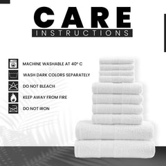 10pcs Towel Bale Set | Luxurious 100% Cotton Towels Family Pack | Quick-Drying, Highly Absorbent & Ultra-Soft Fabric | Includes 4 Face Towels, 4 Hand Towels, 2 Bath Towels | Available in 16 Elegant Colours | Ideal for Home, Gym, Spa, or Beach Use | Durabl