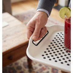 2-Pack Non-Slip Rectangular Plastic Serving Tray – High-Grip Surface, Easy-Hold Handles