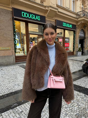 Faux Winter Warm Fashion Plush Top Short Coat for Women
