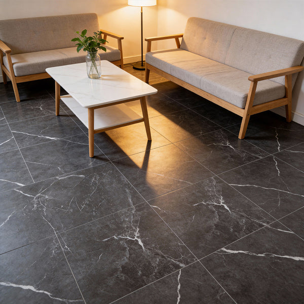 Marble Floor Tiles Self Adhesive, Vinyl Flooring Peel and Stick Floor Tiles Waterproof for Kitchen Living Room and Bathroom DIY Flooring 30x30cm 12pcs (1.08㎡)