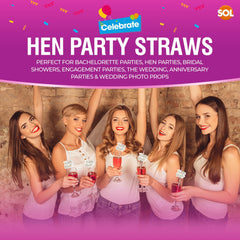 SOL 24 Pack Hen Party Straws | Rose Gold Team Bride & Bride-to-Be Drinking Straws | Funny Willy Straws for Bachelorette, Bridal Shower & Hen Do Accessories | Novelty Party Bag Fillers for Cocktails, Mocktails & Pre-Wedding Celebrations