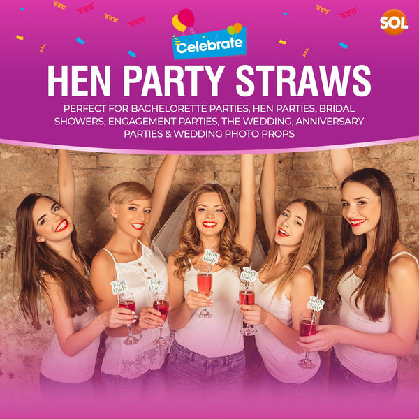 SOL 24 Pack Hen Party Straws | Rose Gold Team Bride & Bride-to-Be Drinking Straws | Funny Willy Straws for Bachelorette, Bridal Shower & Hen Do Accessories | Novelty Party Bag Fillers for Cocktails, Mocktails & Pre-Wedding Celebrations