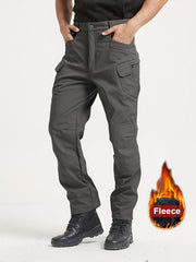 1PC Men's -Lined Warm Tactical Cargo Pants, Thick Winter Style, Multi-Pocket, Windproof Snowproof, Micro-Stretch Fabric, Suitable for Outdoor Hiking, Fishing, Casual Outings, No Belt