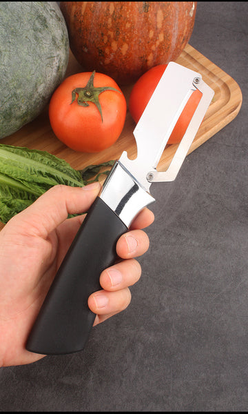 Multifunctional Stainless Steel Peeler/Bottle Opener with 2-In-1 Ergonomic Design, Suitable for Right-Handed Users. an Excellent Tool for Peeling Vegetables And Fruits. A Top Choice for Holiday Gifts