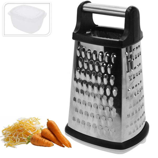 Envenzo Grater with Integrated Container 4-Sided Stainless Steel Graters for Parmesan Cheese, Lemon, Vegetables for Kitchen