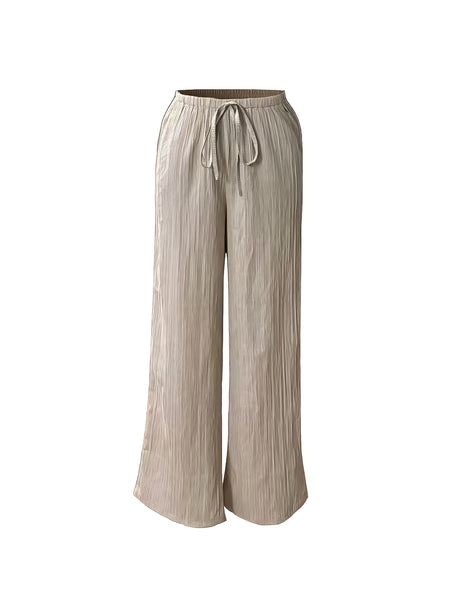 Women's Three-piece Elegant Casual Wide-leg Trousers, Straight Leg Design, Suitable for All Seasons, Adult Fit, All-season Trousers, Loose Fit, Comfortable and Flattering.
