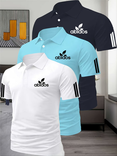 Three-Piece Summer Men'S Polo Shirt, Top, Running, Sports, Gym Breathable, Quick-Dry, Business, Casual, Vacation Polo Shirt, Fashionable Short-Sleeve Golf Shirt