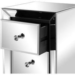 Bonnlo 3-Drawer Mirrored bedside tables for Bedroom, Living Room, Silver, 11.7