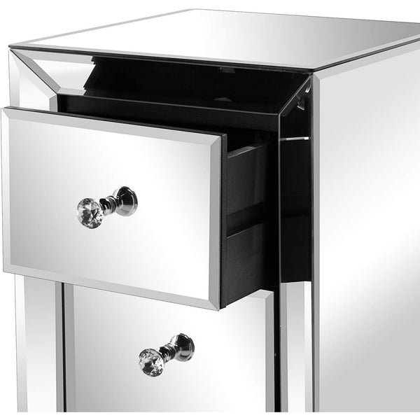 Bonnlo 3-Drawer Mirrored bedside tables for Bedroom, Living Room, Silver, 11.7