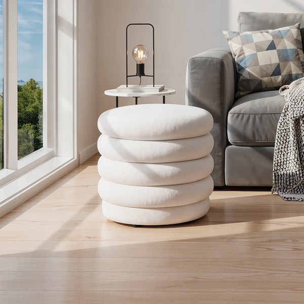 Space-Saving White Teddy Velvet Storage Ottoman - Multi-Use Storage Stool Vanity Stool Bed End Stool, Valentine'S Day Easter Multi-Use for Living Room Makeup Room Bedroom