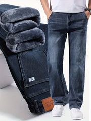 092+1# New Winter Style -Lined Thickened Simple and Stylish Slightly Stretchy Jeans