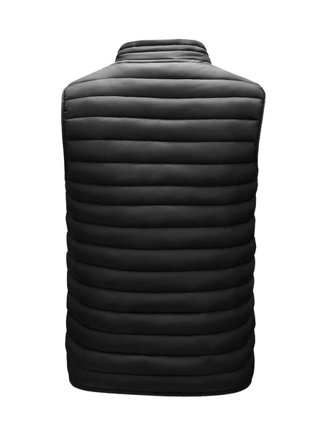Men'S Lightweight Vest, Men'S Jacket, Autumn And Winter Vest, Stand-Up Collar Solid Color Casual Zipper Pocket Vest