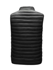 Men'S Lightweight Vest, Men'S Jacket, Autumn And Winter Vest, Stand-Up Collar Solid Color Casual Zipper Pocket Vest