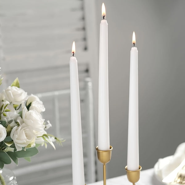 50-Pack Long Taper Candles - Unscented Ivory Tapers for Wedding, Church, Banquet - Real Wax Burning Candles Suitable for Chandeliers, Dinner Candles, Romantic Decor ( Use)