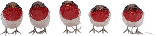 Marco Paul 5 Pack LED Robins Christmas Decorations Battery Operated String Lights with Auto Timer Indoor & Outdoor Festive Xmas Bird Ornaments Novelty Seasonal Home Décor