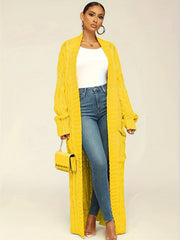 Women's Elegant Long Sweater Coat - Formal & Everyday Chic, Machine Washable Winter Outerwear with Side Pockets - Sophisticated Office to Party Outfits