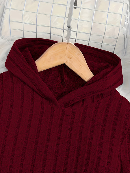 A Set of Women's Ribbed Letter Applique Hoodie and Flared Pants