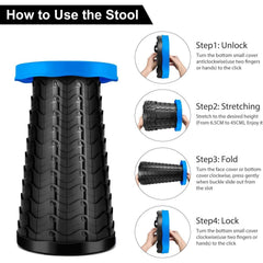Portable Folding Stool Lightweight Yet More Sturdy with Load Capacity 180KG, Retractable Plastic Foldable Collapsible Stool for Camping Fishing Hiking BBQ Outdoors Indoors Kitchen