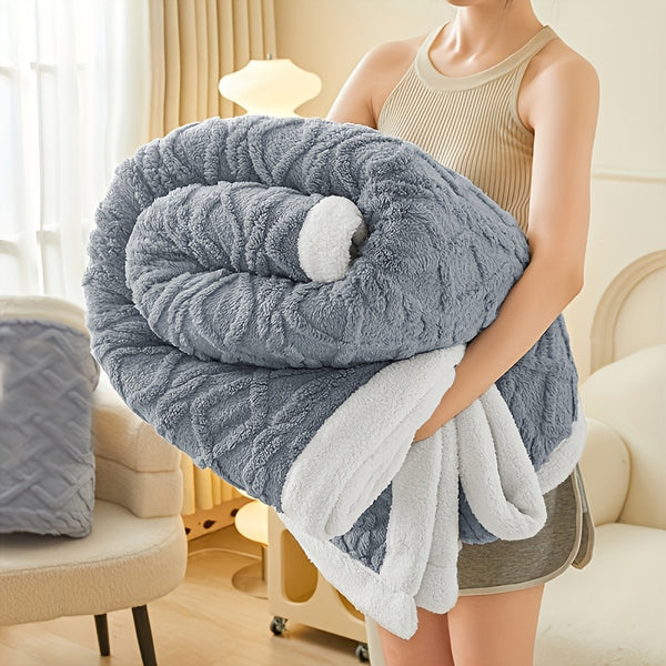 Throw Blanket - Fluffy Soft Cosy Winter Blankets, Thick Warm Throws for Sofa Bed Office Travel Christmas Gift White, Beige, Light Grey, Light Blue, Dark Grey & Dark Blue