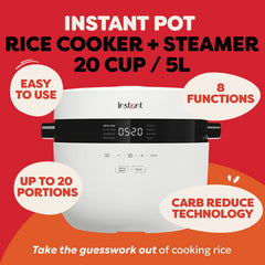 Instant Pot 5L / 20 Cup Rice Cooker & Steamer in White