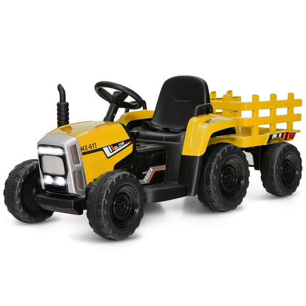 12V Kids Ride on Tractor with Trailer Music and LED Lights