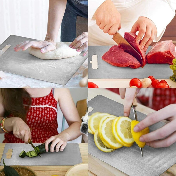 Three Stainless Steel Plates, Sturdy And Easy to Maintain, Suitable for Cutting Fruits, Vegetables, Meat, And Bread, Equipped with Safe Cutting Boards, Easy to Clean Kitchen Preparation Mats, Meals, Cutting Boards, Multifunctional Kitchen Tools