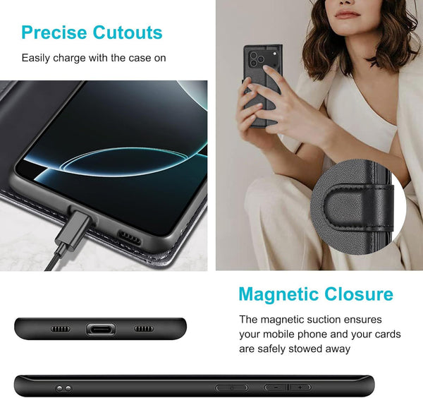 Leather Wallet Flip Cover with Card Holder, Stand Feature, Magnetic Closure, Compatible with iPhone 17 Pro Max 16 15 14 Pro Max 13 12 11 XR 8 7 SE 2022