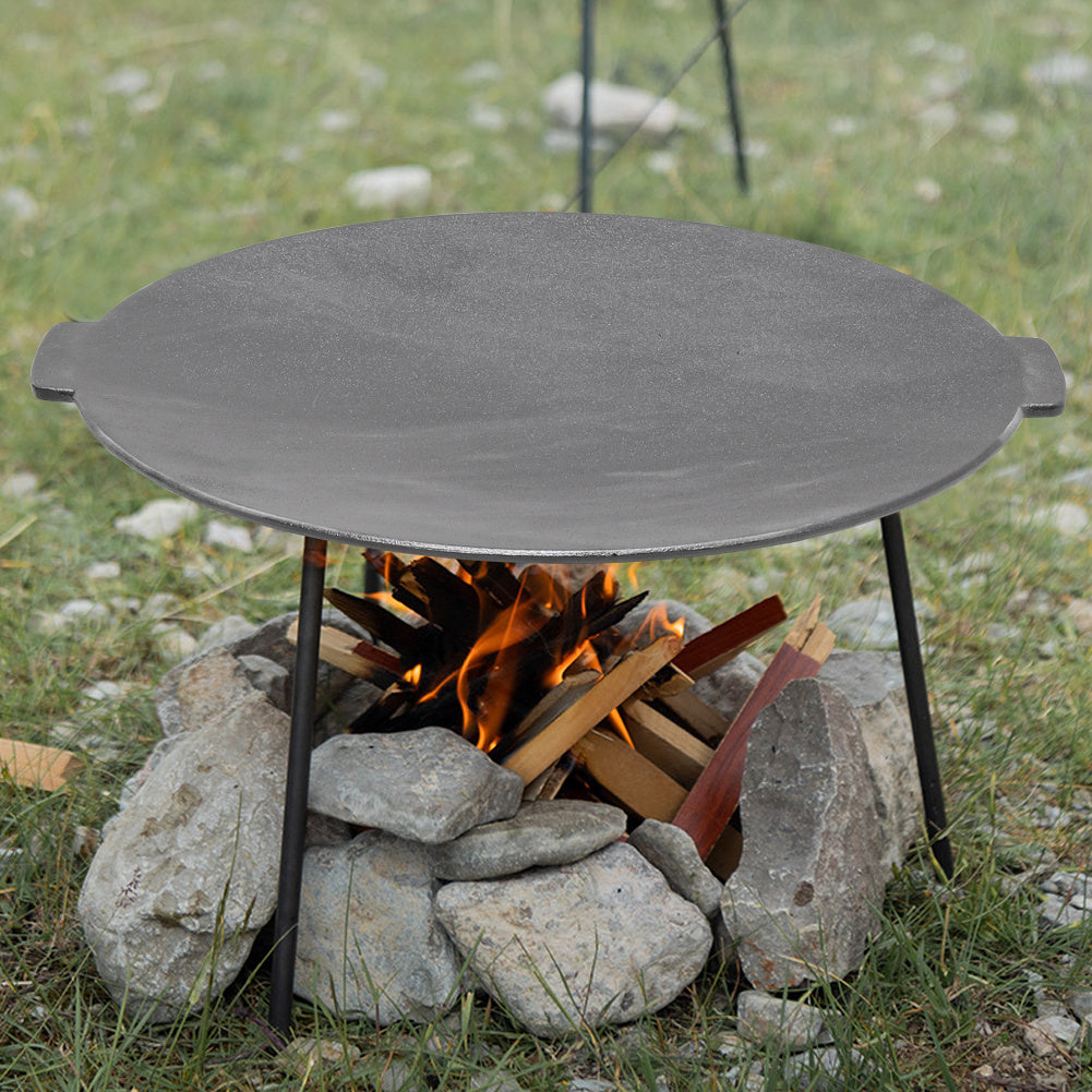 1PC Heavy-duty Cast Iron Tripod Barbecue Tray, Round Barbecue Tray Grill, Multi-functional Cast Iron Tray, Suitable for Various Scenarios Such As Campfires, Picnics and BBQs.