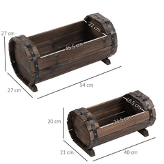 Outsunny 2Pcs Wooden Flower Plant Pot Outdoor Plant Box with Solid Wood