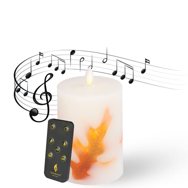 LENCARTA LED Flameless Candle Classic Ivory 6 Inch Wax Shell | Battery Powered Music Rhythm Sensing Flicker-Effect Pillar with Remote Control for Home Decor