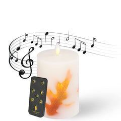 LENCARTA LED Flameless Candle Classic Ivory 6 Inch Wax Shell | Battery Powered Music Rhythm Sensing Flicker-Effect Pillar with Remote Control for Home Decor