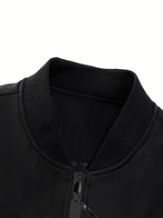 Men'S Casual Bomber Jacket | Spring-Autumn, Non-Stretch, Baseball Collar, Multiple Pockets, Zipper Closure
