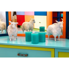 3pcs Turquoise Pillar Candles Set - Unscented Smokeless Wick, 7.5cm x 10cm (3