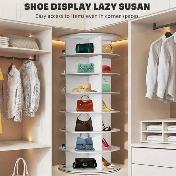 5/7 Tier Rotating Shoe Rack- 360° Spinning Floor Stand With Shelves For Home & Dorm, Easy Assembly, Durable PVC Material, Versatile Storage