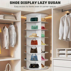 5/7 Tier Rotating Shoe Rack- 360° Spinning Floor Stand With Shelves For Home & Dorm, Easy Assembly, Durable PVC Material, Versatile Storage