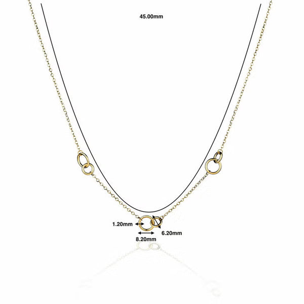 14Ct Yellow Gold Love Rings Necklace