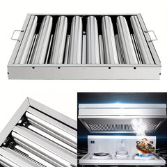 Stainless Steel Kitchen Exhaust Hood with Grease Baffle Filter - Modern, Sleek Design for Efficient Airflow and Easy Maintenance, Ideal for Home and Commercial Use, Commercial Kitchen Hood | Sleek Stainless Hood | Durable Kitchen Hood, Exhaust Fan