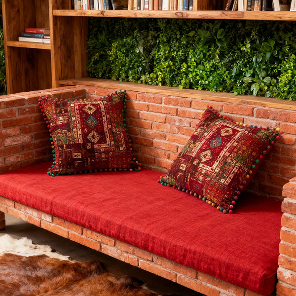 18x18 Inch Reversible Turkish Pattern Pillows (Set of 2 with Inserts) - Romantic Turkey Boho Floral Double Sided Design, Premium Polyester Cover & Fill, Decorative Accent Pillows for Sofa, Chair, Bedroom